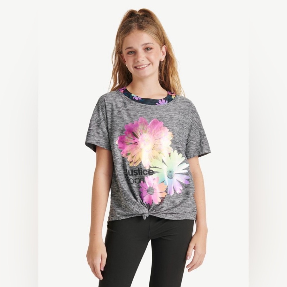 Justice Short Sleeve Tee With Short Bralette